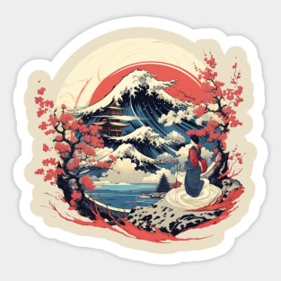 JAPANESE WOODBLOCK PRINT Sticker